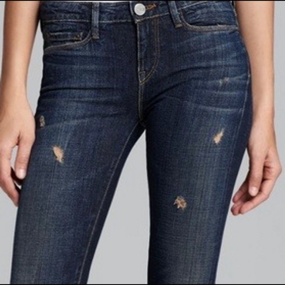 VINCE • destructed dark crimson skinny jeans 27